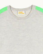 Crew Neck Striped Jumper - Light Grey Mélange - Women
