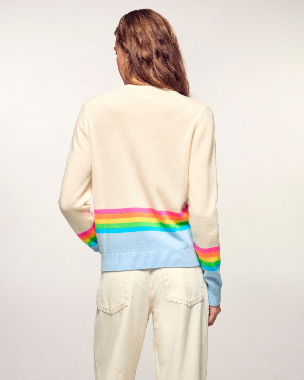 Striped Round Neck Sweater - Baby Blue