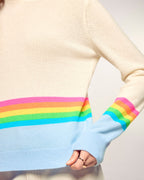 Striped Round Neck Sweater - Baby Blue