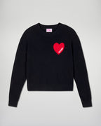 Jersey con cuello redondo y corazón bordado Future - Negro - Mujer