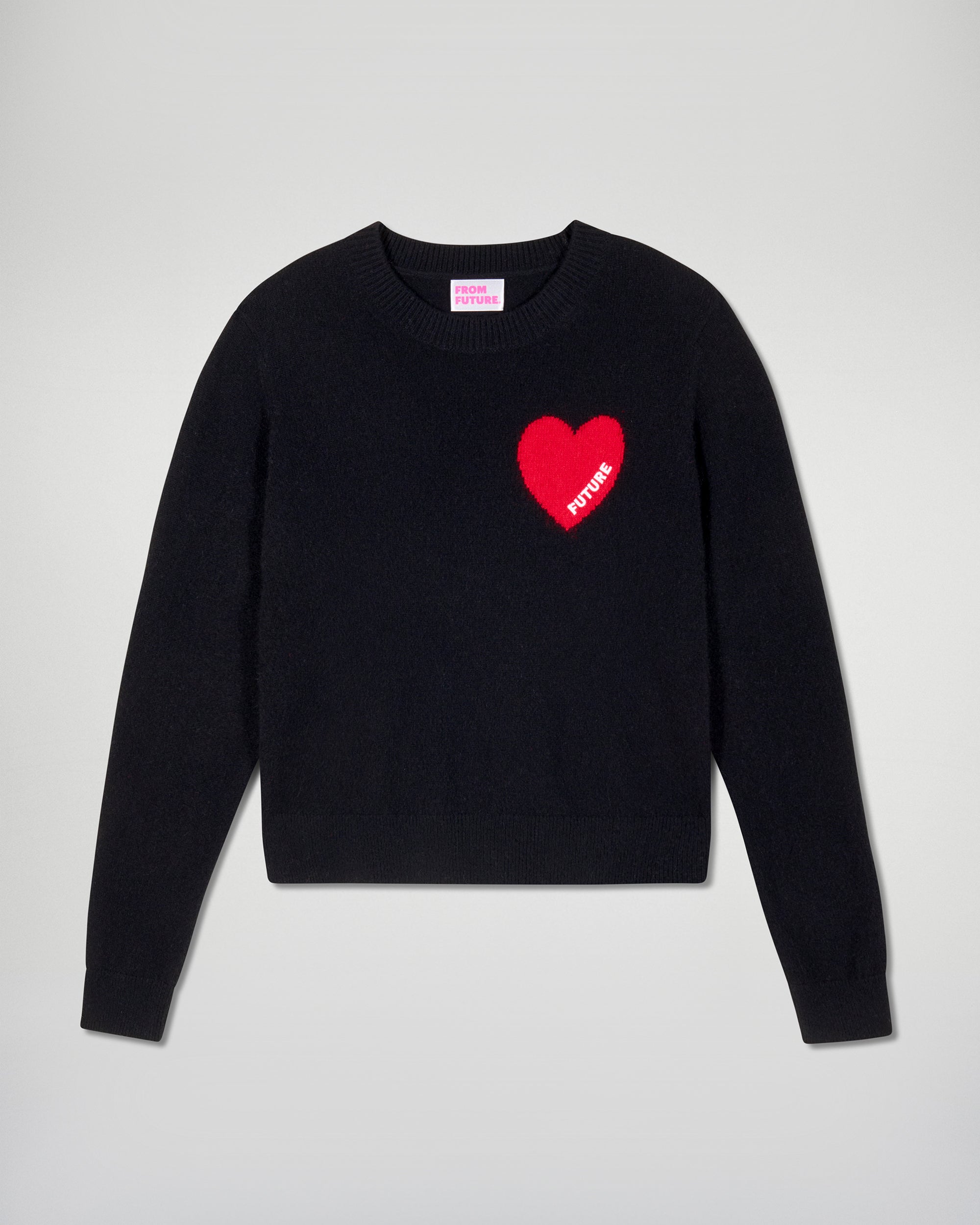 Jersey con cuello redondo y corazón bordado Future - Negro - Mujer