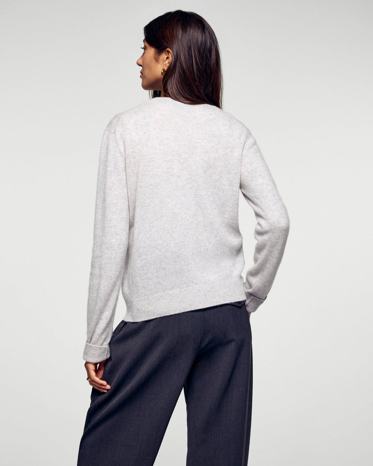 Jersey de Cuello Redondo Corazón Bordado Future - Gris Jaspeado Claro - Mujer