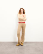 Pull Col Rond Cœur Broderie Future - Beige Chine - Femme