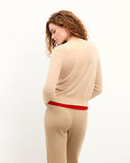 Pull Col Rond Cœur Broderie Future - Beige Chine - Femme