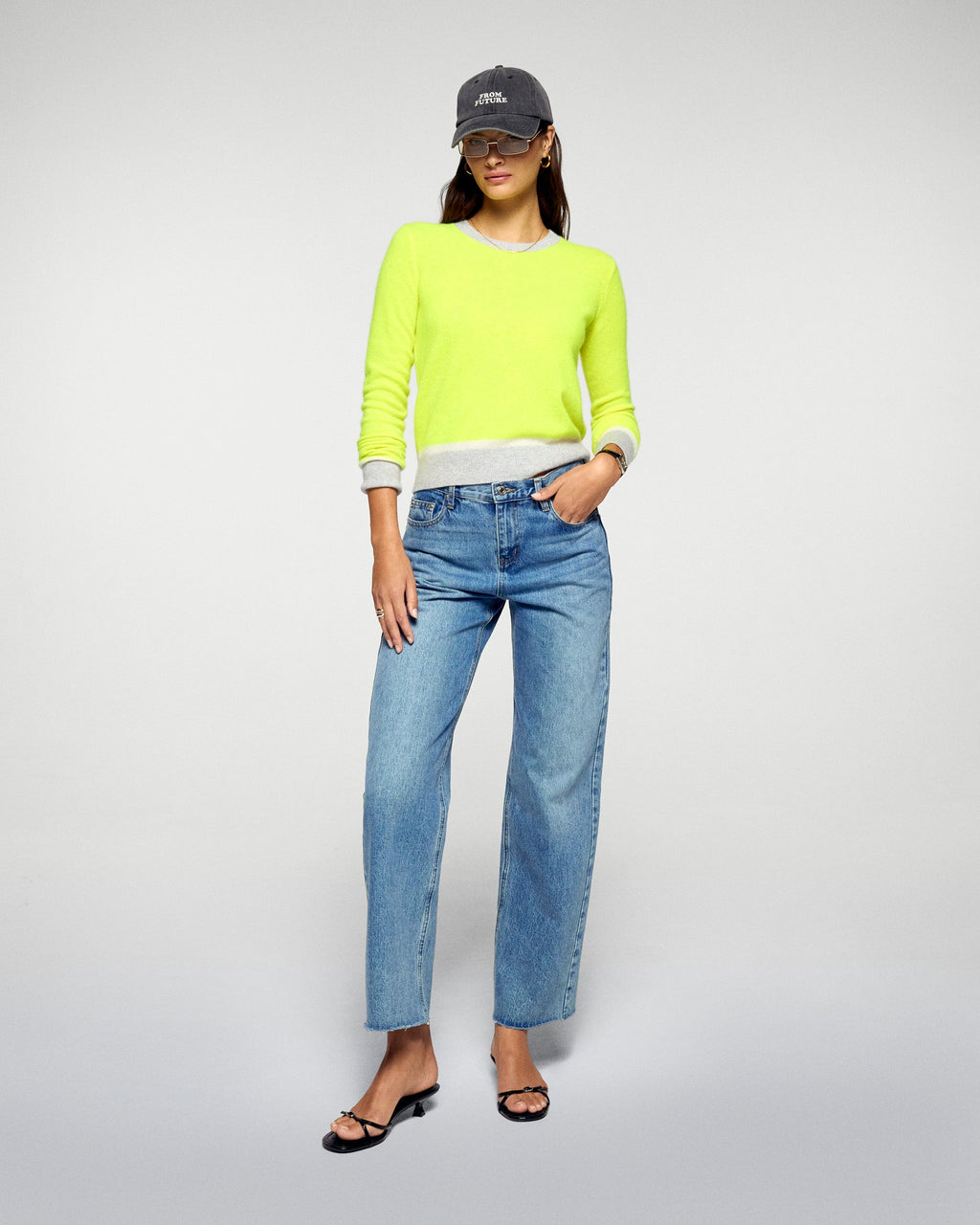 Jersey de Cuello Redondo Bicolor - Amarillo Flúor - Mujer