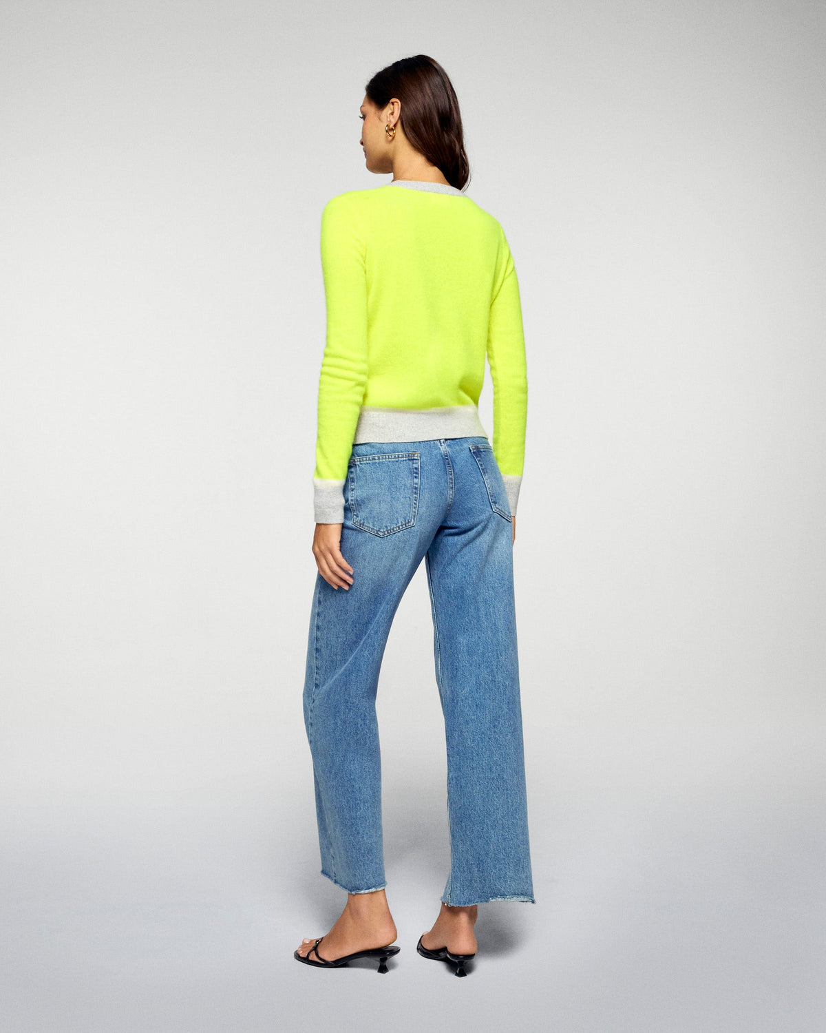 Jersey de Cuello Redondo Bicolor - Amarillo Flúor - Mujer