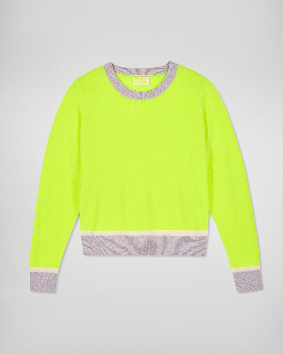 Jersey de Cuello Redondo Bicolor - Amarillo Flúor - Mujer