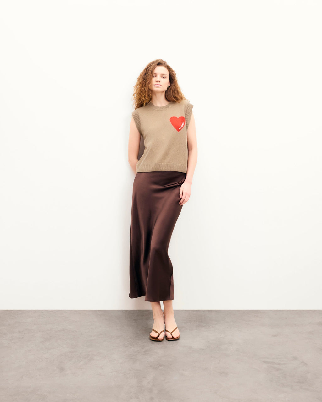 Maglione Smanicato Cuore - Tropical Taupe - Donna
