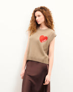 Maglione Smanicato Cuore - Tropical Taupe - Donna