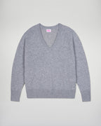 Maglione Scollo a V - 1500 Grigio Melange Scuro - Donna