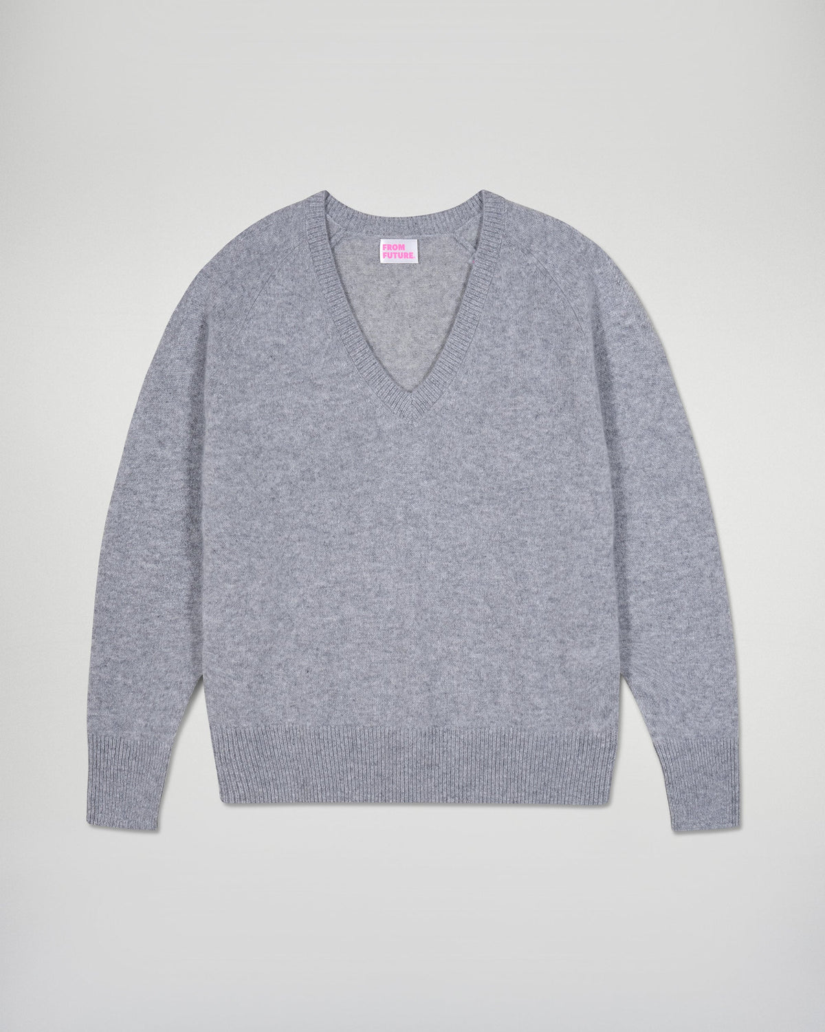 Maglione Scollo a V - 1500 Grigio Melange Scuro - Donna