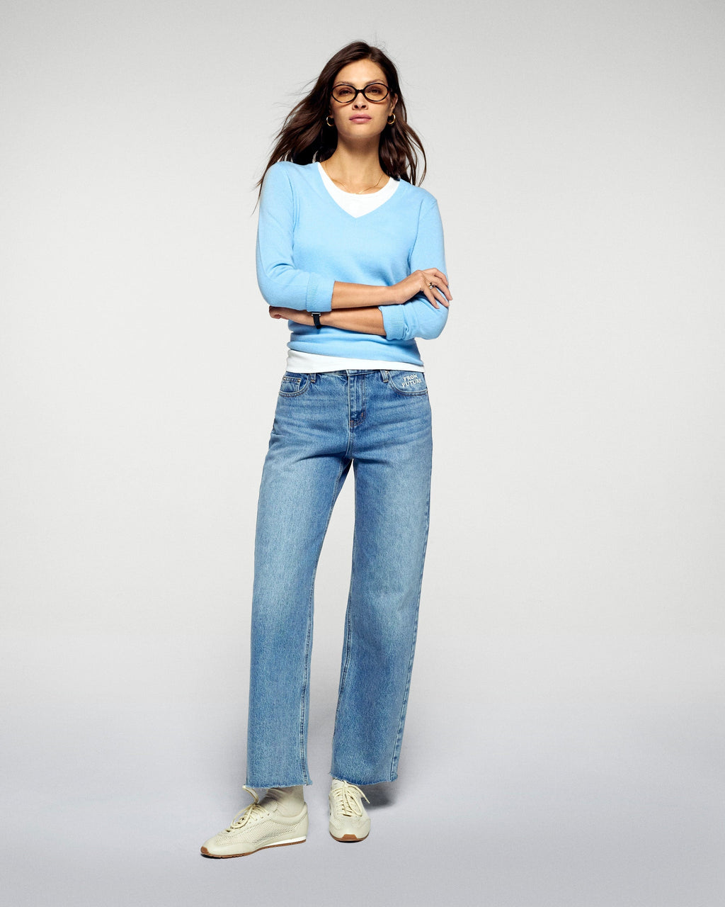 Pull Col V - Mystic Blue - Femme