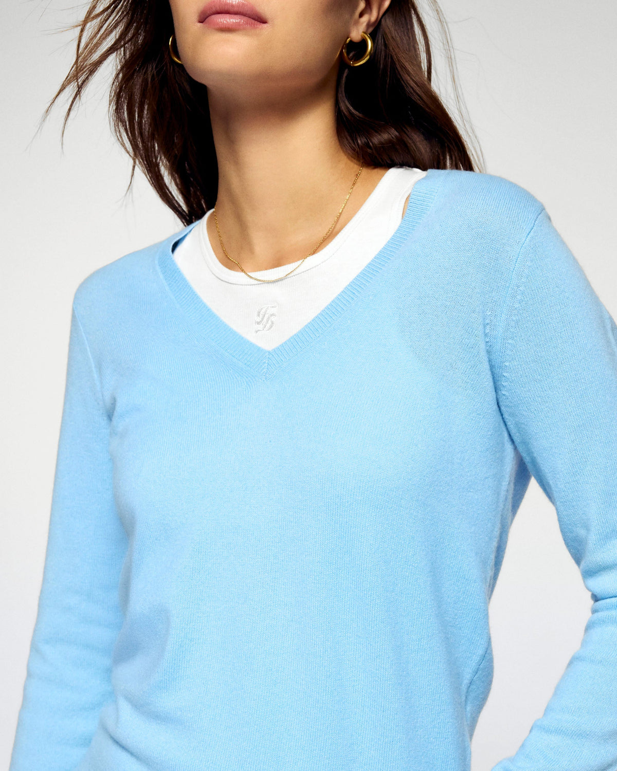 Pull Col V - Mystic Blue - Femme