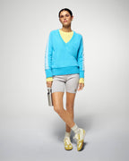 Maglione Scollo a V - Candy Blue - Donna