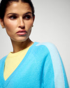 Maglione Scollo a V - Candy Blue - Donna
