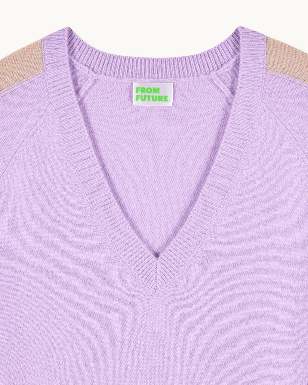 Maglione Scollo a V Oversize con Bande - Fantasy Lilac - Donna