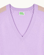 Maglione Scollo a V Oversize con Bande - Fantasy Lilac - Donna
