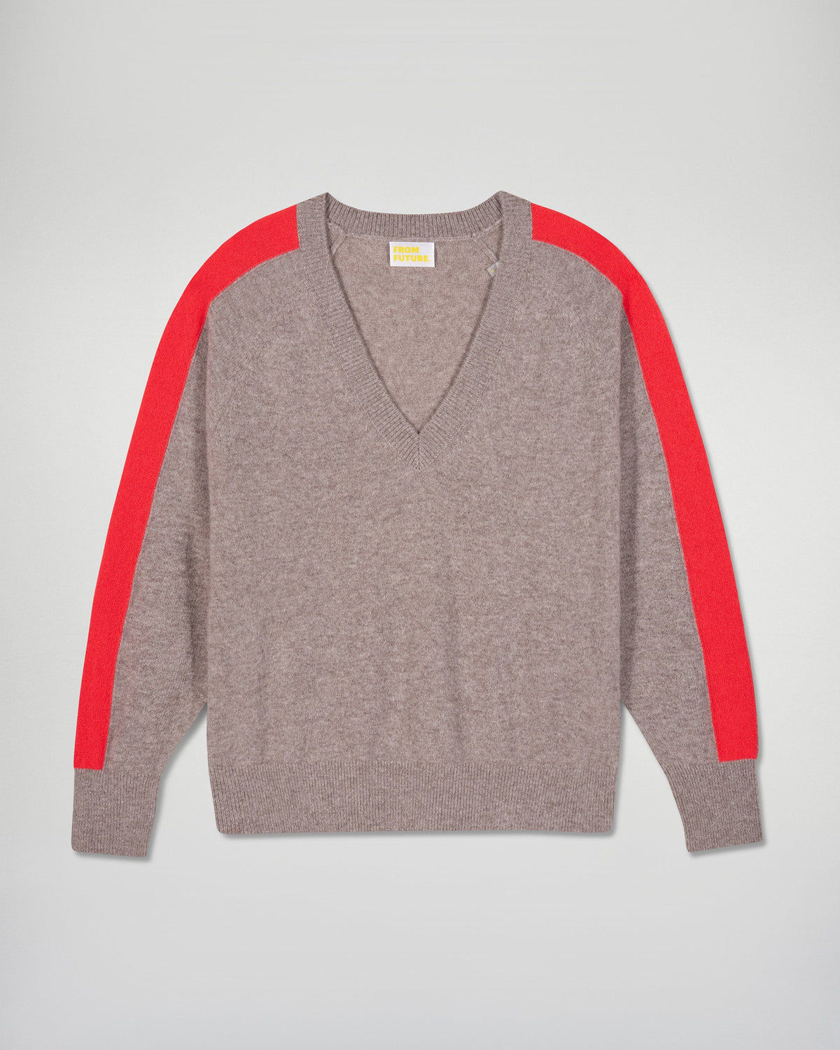 Maglione Collo a V - Taupe Melange - Donna