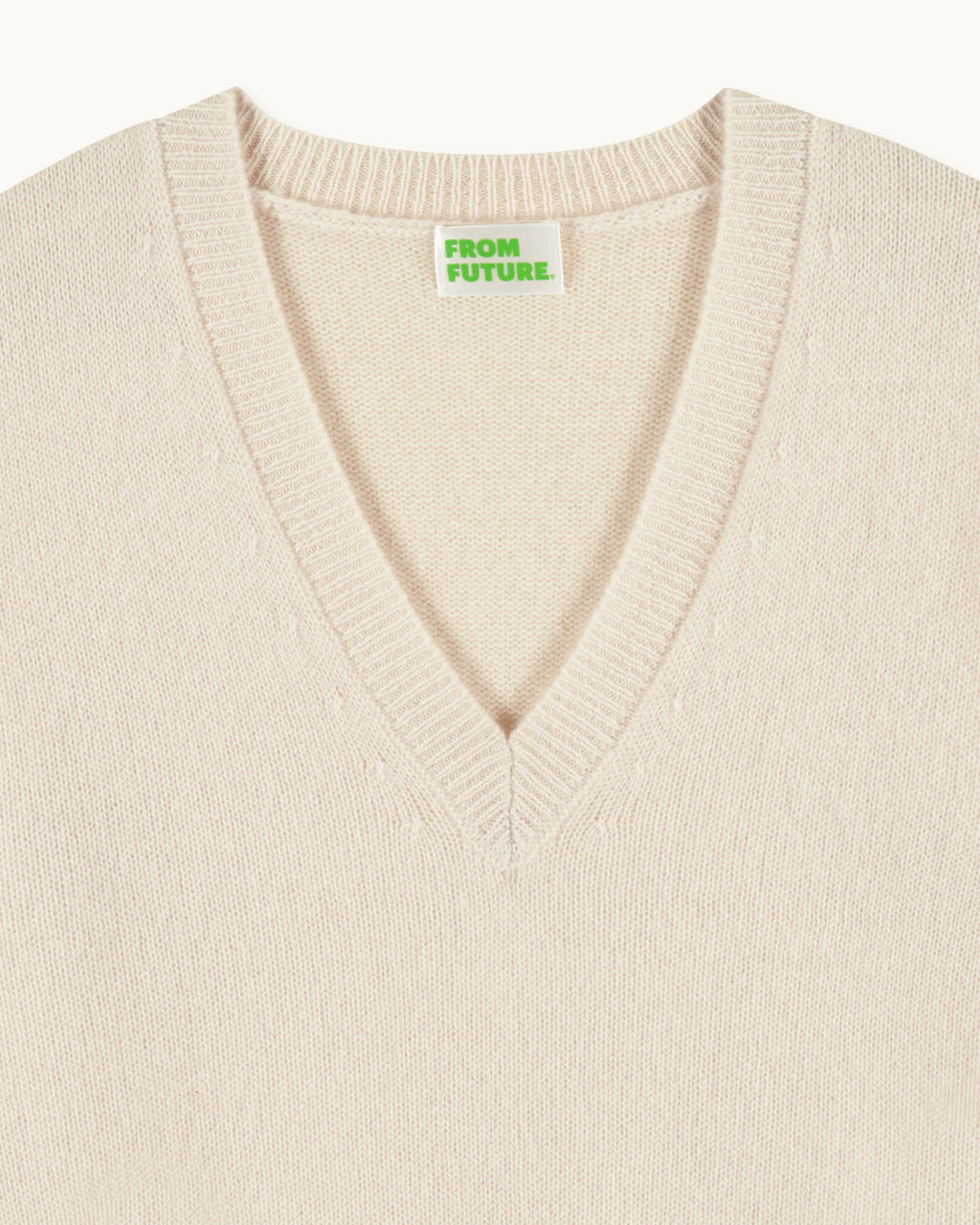 Jersey de cuello en V con rayas bicolores en las mangas - Crudo - Mujer