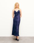 Abito Lungo Spalline Gigi - Navy Jacquard - Donna