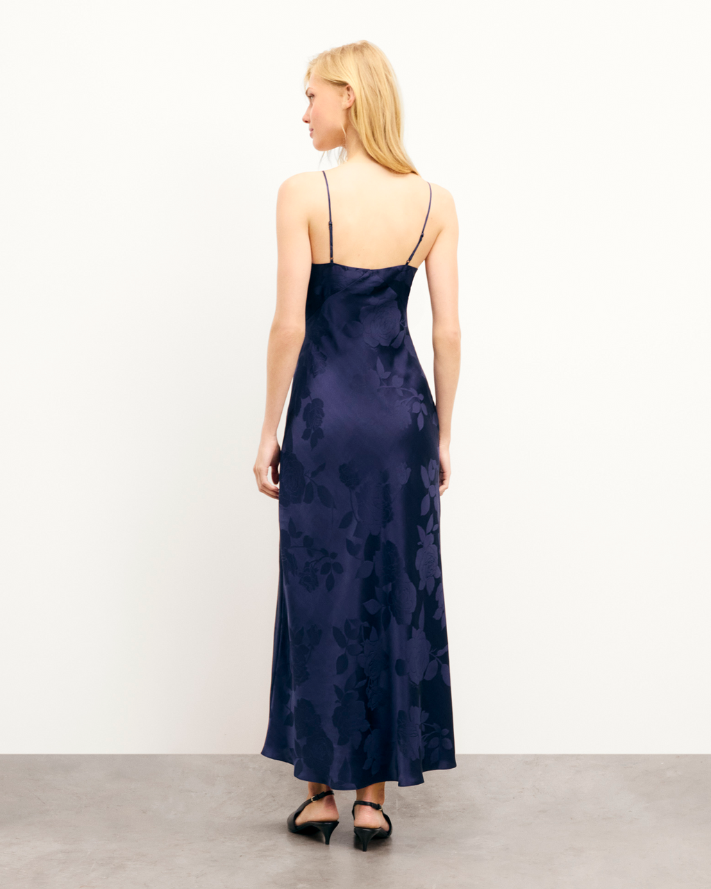 Abito Lungo Spalline Gigi - Navy Jacquard - Donna