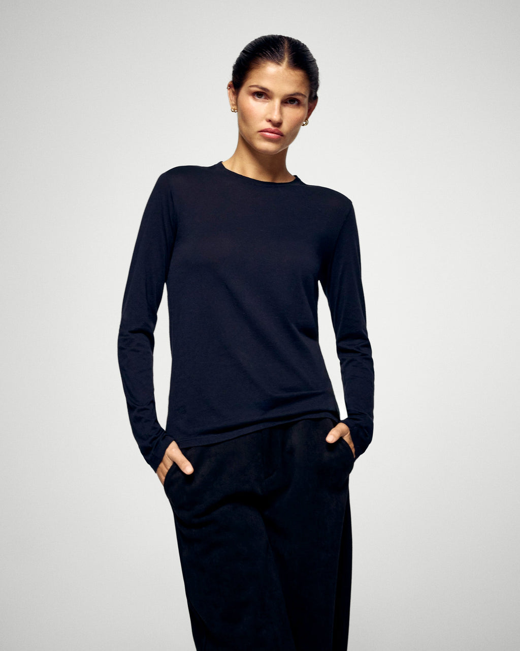 T-Shirt Girocollo Maniche Lunghe - Donna