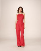 Pesto Red Backless Top