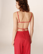Pesto Red Backless Top