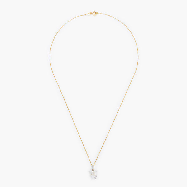 Colgante “Tradescantia” Diamantes 0,04/12 y Nácar Blanco