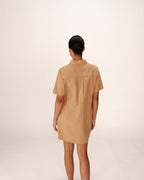 Robe Courte Col Boutonne Camel Philine