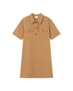 Robe Courte Col Boutonne Camel Philine