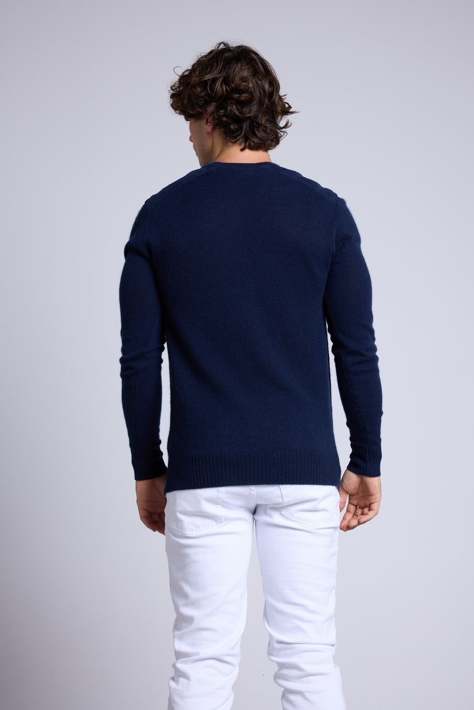Jersey de cuello redondo con inserto efecto ante Philippe - Azul marino - Hombre