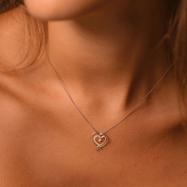 “Coup De Coeur” Pendant 375/1000 Two-tone Gold And Zirconium