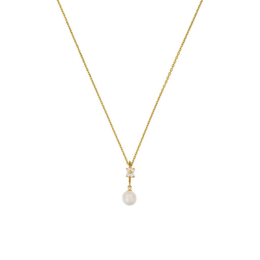 “Gift” Pendant 375/1000 Yellow Gold White Pearl And Zirconium