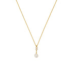 “Gift” Pendant 375/1000 Yellow Gold White Pearl And Zirconium