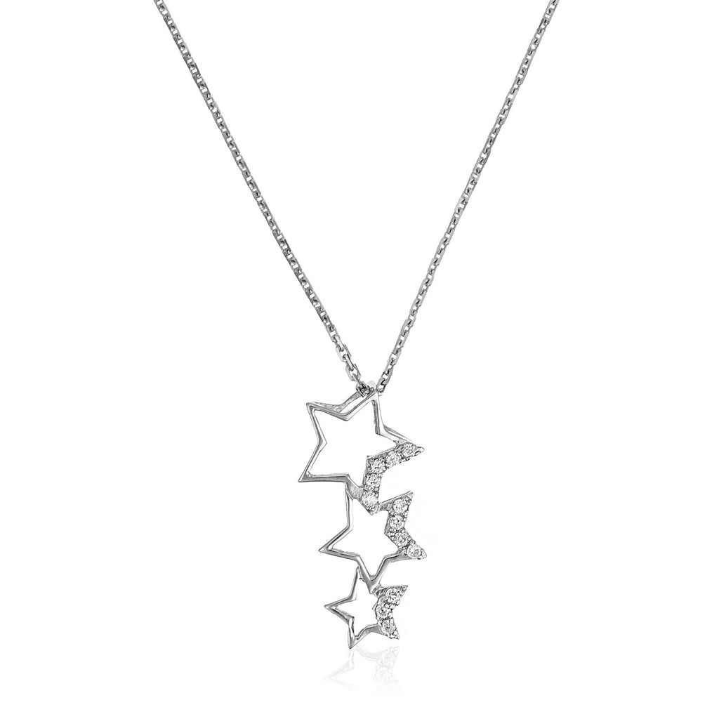 Pendentif "Constellation" Or Blanc 375/1000 Et Zirconium