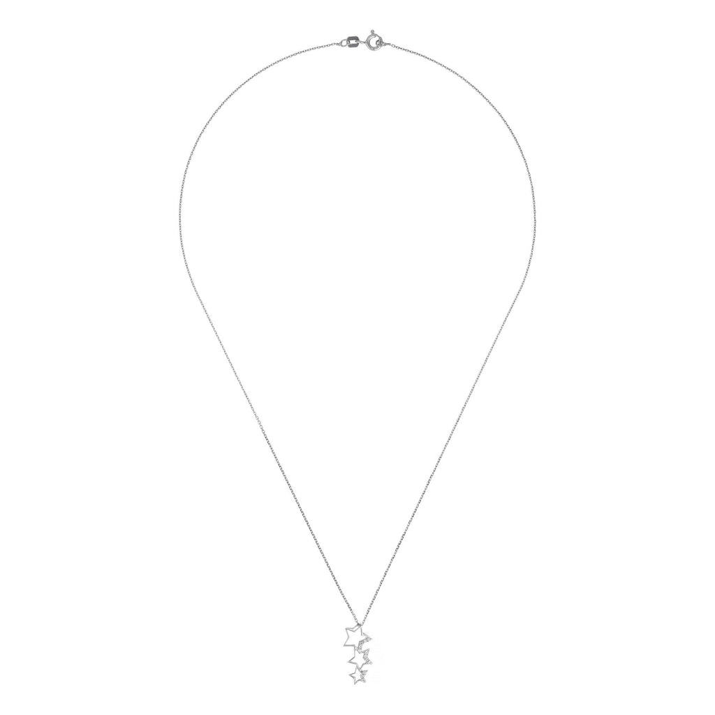 Pendentif "Constellation" Or Blanc 375/1000 Et Zirconium