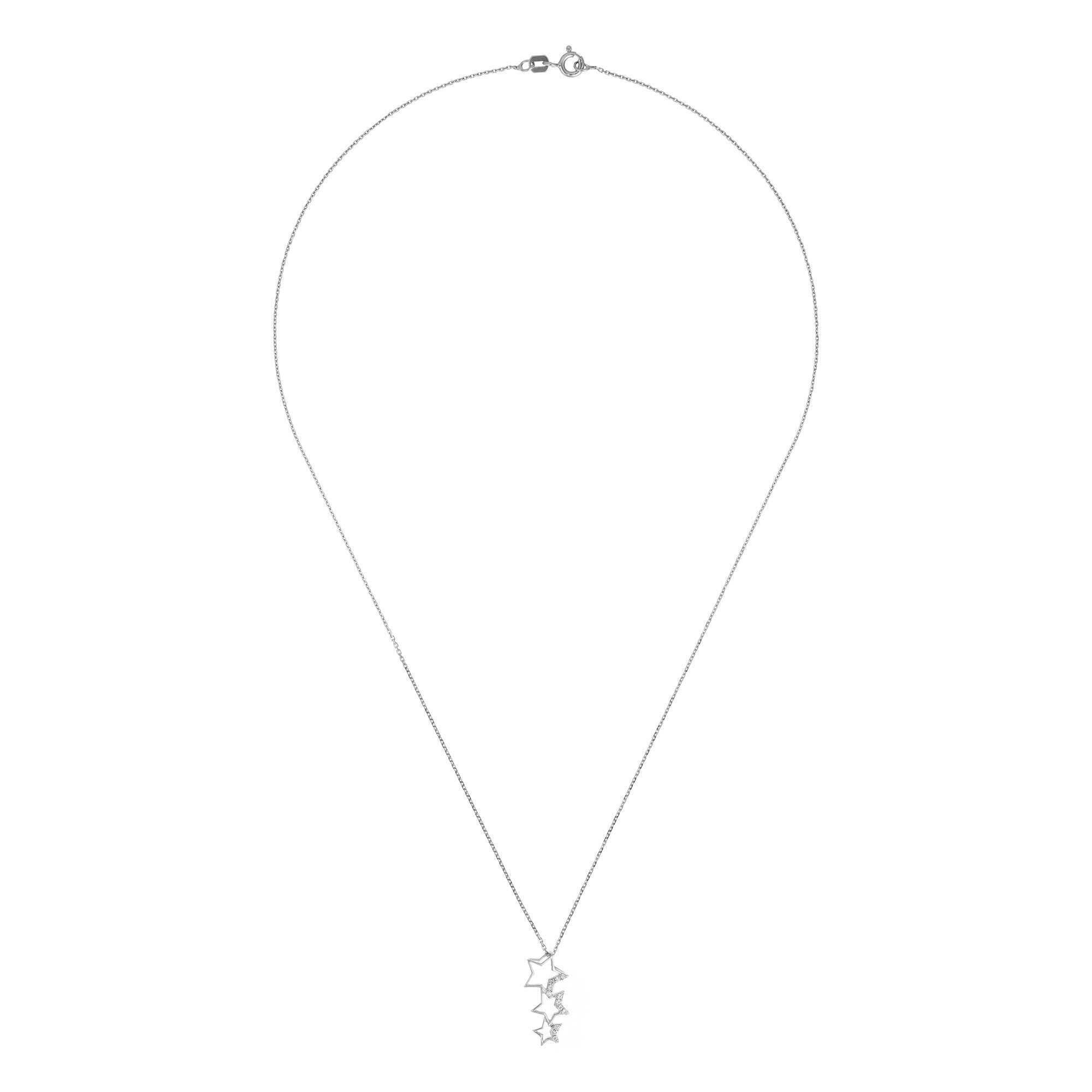 Pendentif "Constellation" Or Blanc 375/1000 Et Zirconium