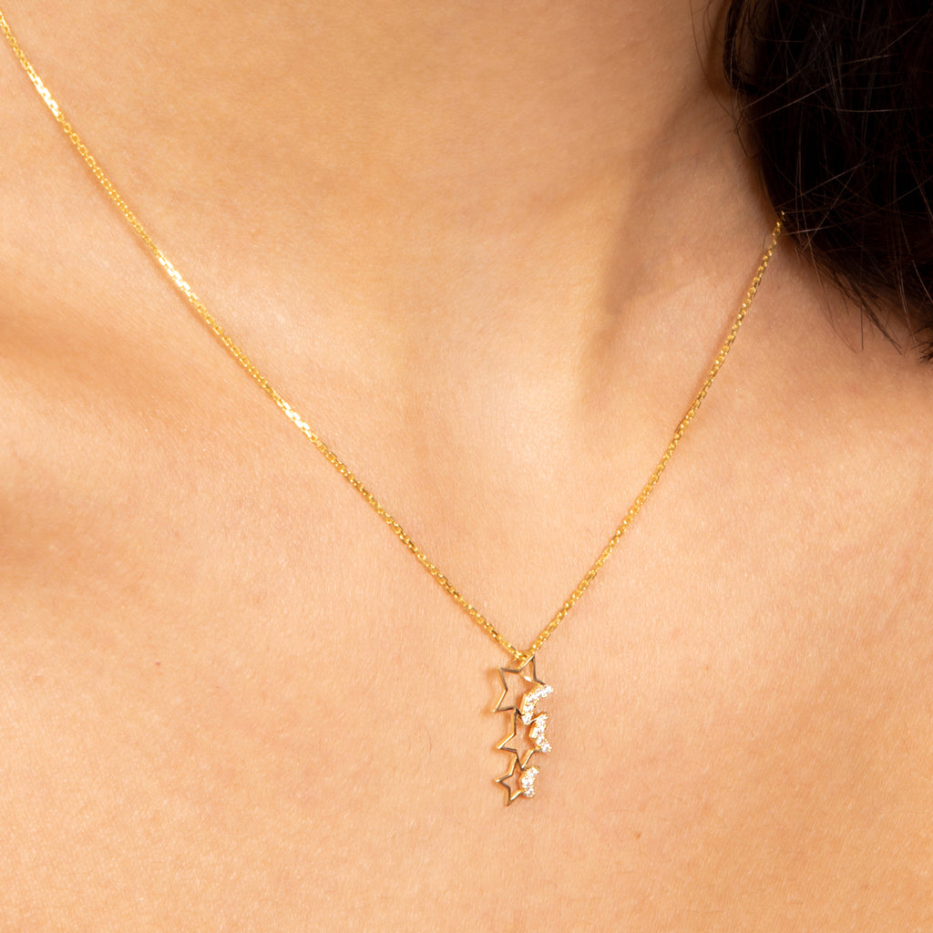 "Constellation" Pendant - Yellow Gold 375/1000 And Zirconium