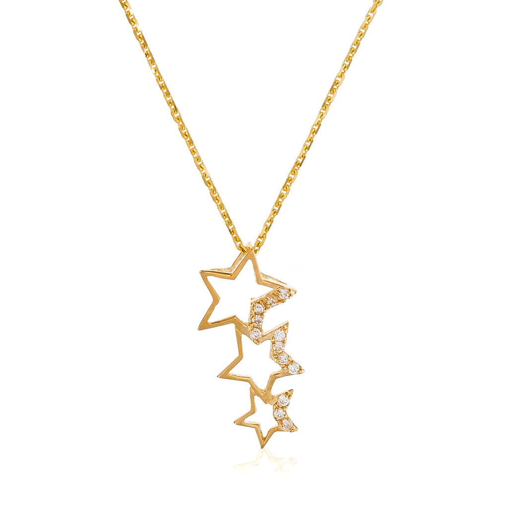 "Constellation" Pendant - Yellow Gold 375/1000 And Zirconium