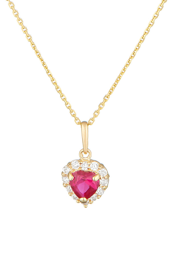 "Embrasé" Pendant Yellow Gold 375/1000 and Red Zirconium