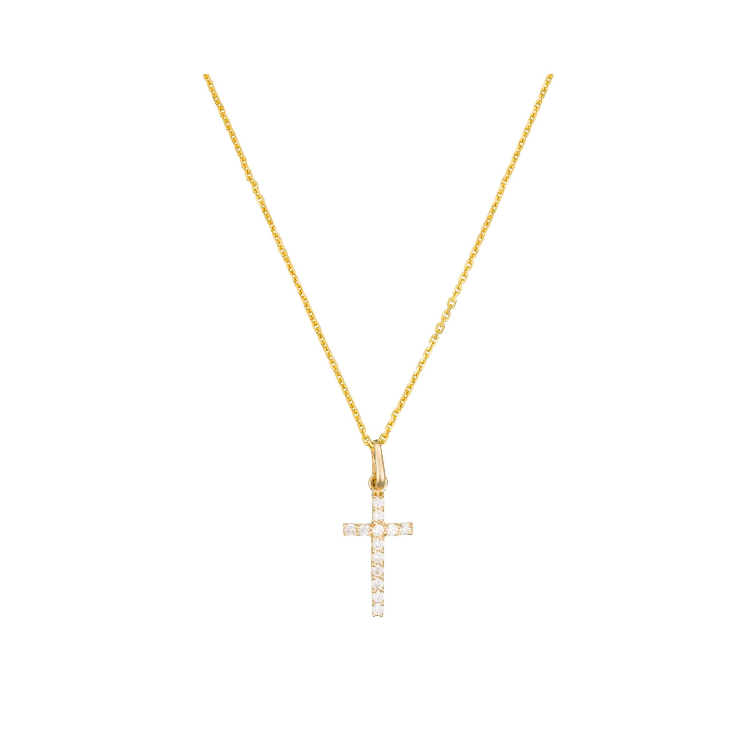 Colgante “Cruz de Promesa” Oro amarillo 375/1000 y circonio