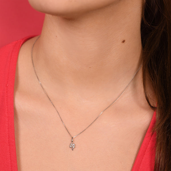 Pendant "Little Clover" - 375/1000 White Gold and Zirconium
