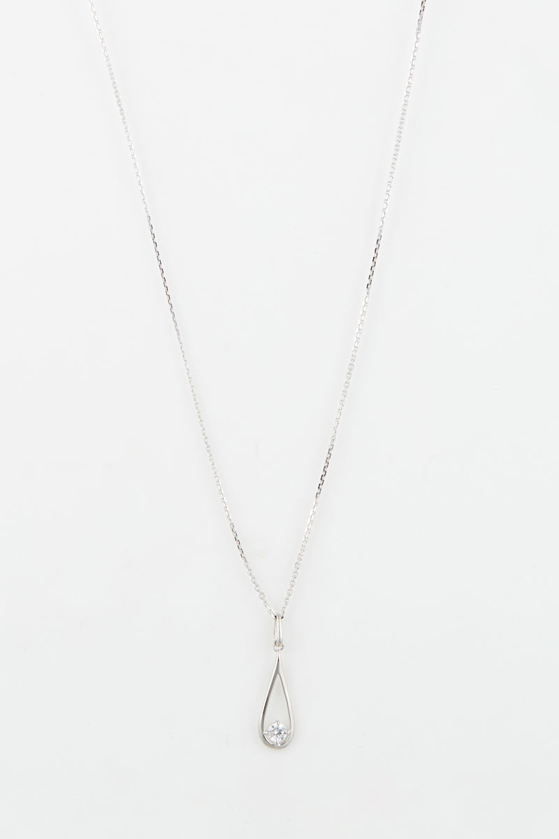 Colgante "Auténtico" de Oro Blanco 375/1000 y Circonio