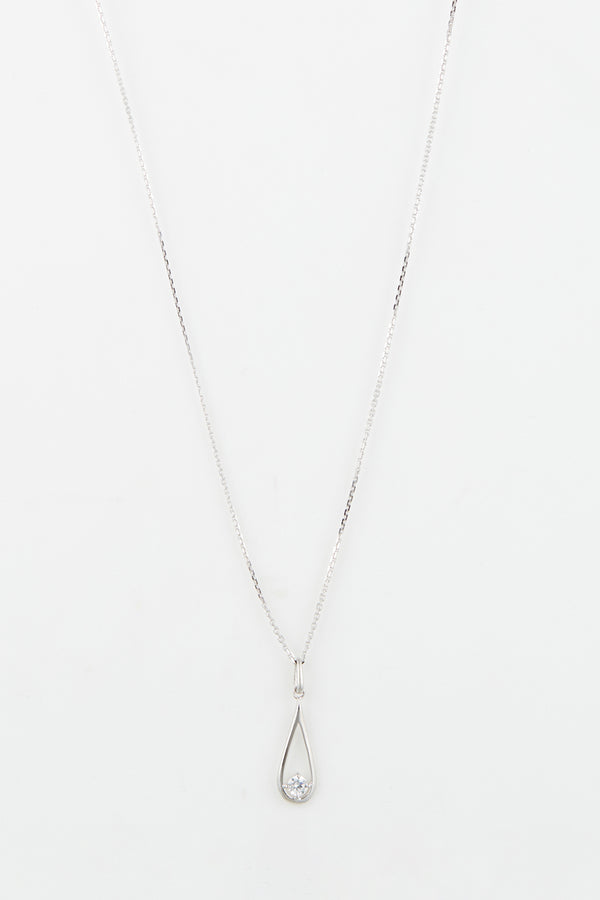 "Authentique" White Gold 375/1000 And Zirconium Pendant