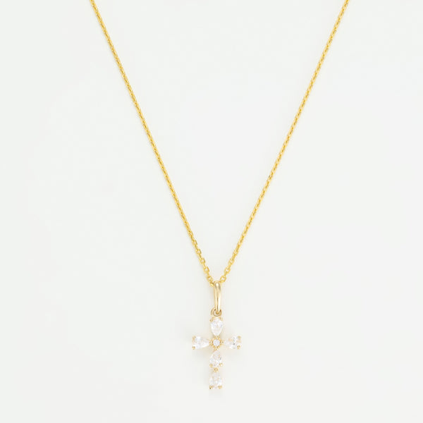"Croix Lumière " Pendant Yellow Gold 375/1000 and Zirconium