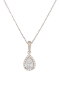 Pendentif " Goutte Brillante" Or Blanc 375/1000 Et Zirconium