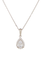 Pendentif " Goutte Brillante" Or Blanc 375/1000 Et Zirconium