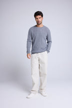Pierre Cable-Knit Crew-Neck Jumper - Dark Grey