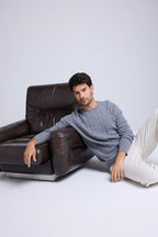 Pierre Cable-Knit Crew-Neck Jumper - Dark Grey